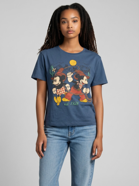 Jerry Leigh Tops - Disney Jerry Leigh Cowboy Mickey Mouse "est. 1928" Graphic T-Shirt